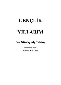 Gençlik Yıllarım - Lev Nikolayeviç Tolstoy - Pdf Kitap İndir