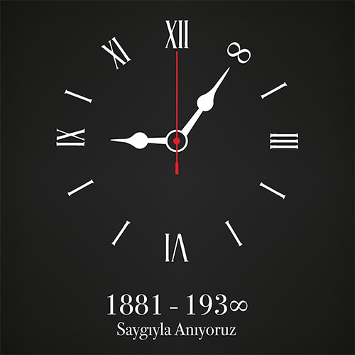 Vektörel 10 Kasım 1881-1938 Saygıyla Anıyoruz Saat 09.05